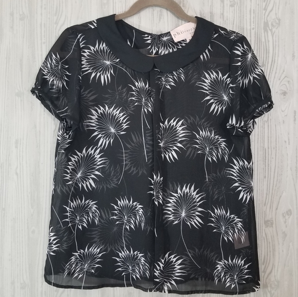 Philosophy Tops - Philosophy Sheer Dandelion Peter Pan Collar Top M